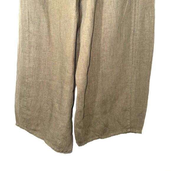 Cynthia Ashby Wide Leg Linen Pant - Olive Green S - Picture 4 of 8